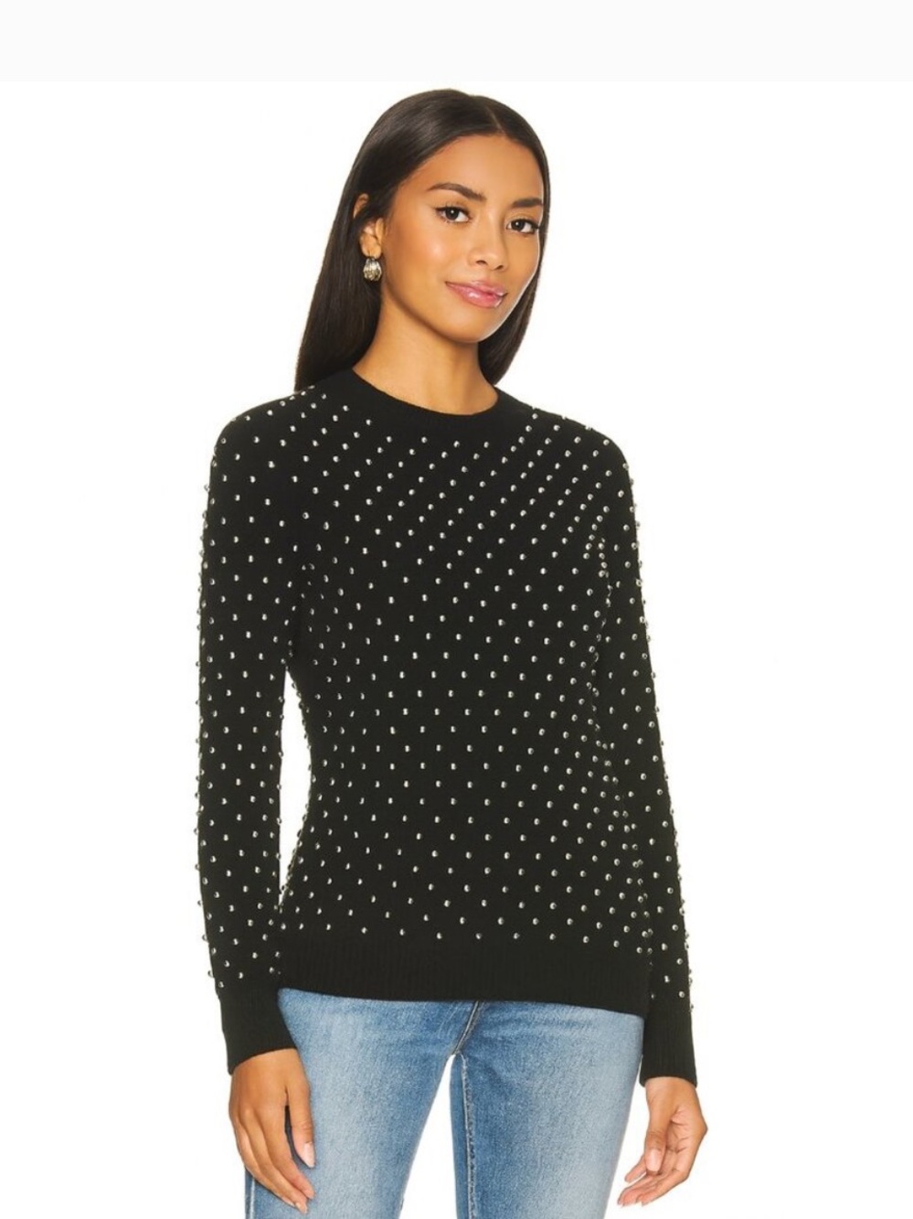 MICHAEL Michael Kors Black Studded Diamond Knit Pullover